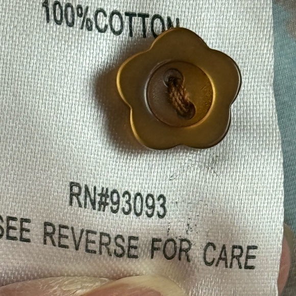 Tyler Boe Teal Leopard Print Smocked Peasant Top Brown Flower Buttons Sz M - Picture 6 of 12